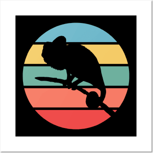 Chameleon Retro Sunset Posters and Art